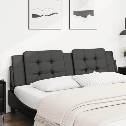 Owoxanthellate Kopfteil-Kissen Zadar Schwarz 180 cm Kunstleder gepolstert mit Schaumfüllung Wandkissen Rückwand geeignet für Bett 180 cm Modernes Design für Schlafzimmer