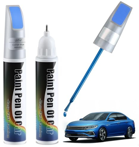 Penriter 2pcs LB5V Blue Metallic Lackstift Auto Kompatibel mit VW/Volkswagen, 2-in-1 Autolackstif mit Pinsel und Dotting-Spitze, Lackstift Auto Lack Reparatur, Lackstifte für Auto Kratzer
