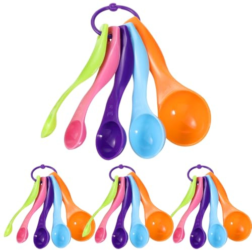 20 Pieces Plastic Measuring Spoons Colorful Measuring Cups Small Stackable Kitchen Measurings Spoons for Kitchen Cooking Baking Dry and Liquid Ingredients