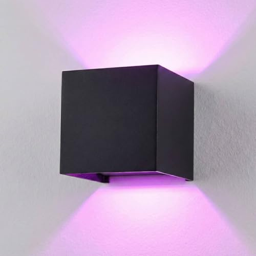 Metzler Lumic Smart LED Up Down Wandleuchte RGBW 6,5 W – App-Steuerung, dimmbar, verstellbarer Lichtwinkel 0–60°, IP65 Innen & Außen, RAL 7016 Anthrazit