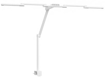 HOKO LED-Schreibtischlampe mit Klemmes für Lernen und Büro | Breiter Doppelkopf mit bis zu 1050 mm, Lichtsensor und stufenlos dimmbarem Licht in fünf Farbtemperaturen, Weiß, LUKAS