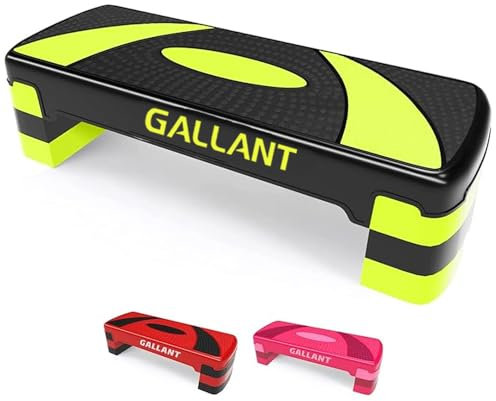 Gallant Exercise Step - Steppers For Exercise Workout - Fitness Aerobic Stepper for Home Gym Equipment - Perfect for Cardio Weights Training - 3x Adjustable Levels 10cm, 15cm & 20cm - Green