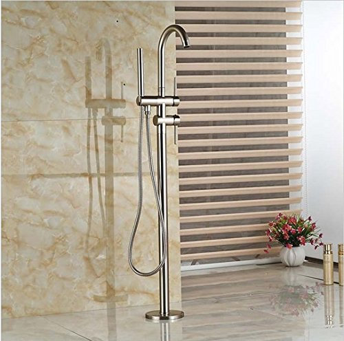 Gowe Free Standing Baignoire mitigeurs de sol Plat de salle de bain baignoire Finition nickel brossé