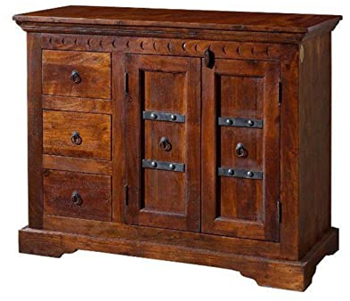 MASSIVMOEBEL24.DE Oxford Kommode Akazie 106x50x85, Farbe:Dunkelbraun lackiert, Größe:106x50x85 cm (BxTxH)