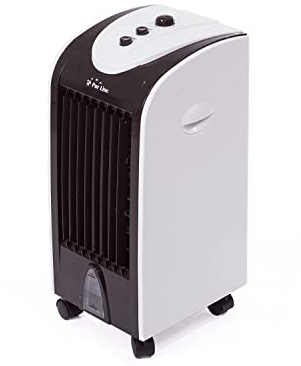 PUR LINE | Climatizador Evaporativo Compacto Bajo Consumo 75W, Filtro Carbono Activo, Temporizador, Ice Packs, Función COOL y Ruedas – Ideal para Dormitorios, Oficinas y Espacios Personales