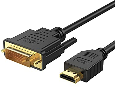 CableCreation Câble DVI vers HDMI 3 m - Fiche HDMI bidirectionnelle vers fiche DVI (24+1) - Adaptateur HDMI DVI pour Raspberry Pi, Roku, Xbox One, ordinateur portable, Blue-ray, etc. - Prise en charge