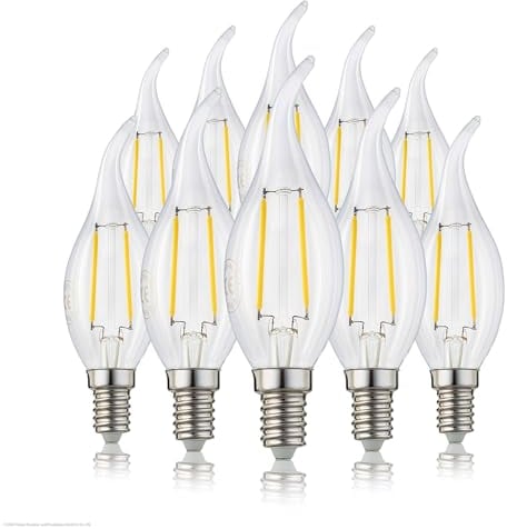 hellum LED Glühbirne E14 10er, kerzenform, Kerzen-Windstoß Glühbirne E14 LED Glühlampe warmweiß, 250 Lumen, Leuchtmittel 2,5W, entspricht 25-Watt Kerzenbirnen, 2700 Kelvin klar 207309