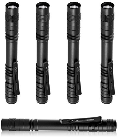 Flintronic LED Mini Taschenlampe, 200 Lumens Pen Light, 5 Stück Stift Licht Wasserdicht Mini Fackel Mit XPE-R3 für Camping/Wandern/Haushalt, 2*AAA-Batterien (Nicht Enthalten)