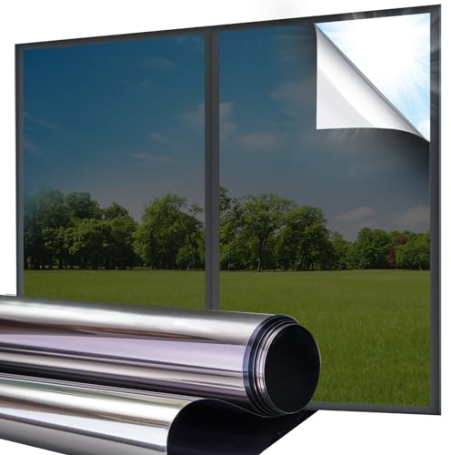 Lifetree Window Tint for Home Sun Protection Film Temperature Control No Glue Mirror Foil Black Spiegelfolie-45*200cm