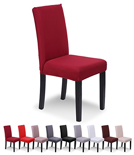 SaintderG® Stuhlhussen 4 Stück Elastische Moderne Beschützer Stuhlhussen, Hochzeit Partys Bankett Deko, bi-Elastic Spannbezug, sehr pflegeleicht und langlebig Universal (Bordeaux, 4 Stück).