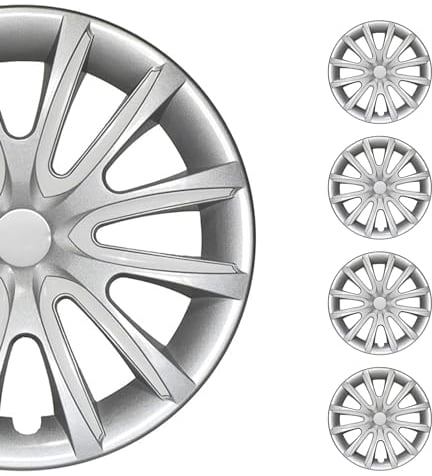 OMAC 4X Radkappen Radzierblenden Radblenden 14 Zoll Stahlfelgen Glänzend Grau-Weiß