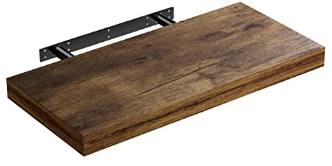 Casaria® Étagère Murale Flottante chêne foncé 50 cm MDF Robuste Effet Flottant Support de Fixation Inclus étagère Bois
