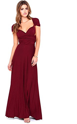 Infinity Robe de Demoiselle d'honneur, avec Bandeau, Taille 42 à 48, Longue, Disponible en Plusieurs Couleurs, 70 Styles différents, Robe de mariée, de soirée, Rouge foncé, 42-48