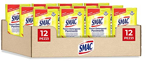 Smac - Panni Umidi Detergenti Lavapavimenti Adatti a Ogni Scopa, 144 Panni, Pulizia senza Risciacquo, Zero Aloni, Profumo di Limone, 12 Panni x 12 Confezioni