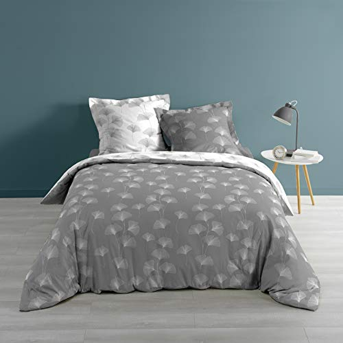 Dynamic24 3tlg. Wende-Bettwäsche 240x220cm 100% Baumwolle Bettdecke Übergröße Bett Bezug grau weiß King Queen Size mit 2 Kissenbezügen und 1 Bettdeckenbezug