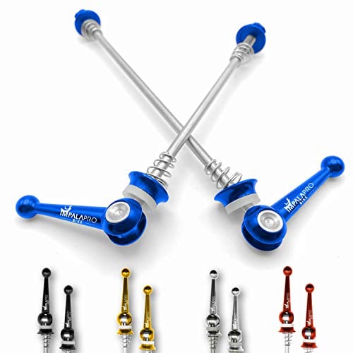 IMPALAPRO Bike Ultraleicht Titanium Fahrrad Schnellspanner Set - Schnellspanner Fahrrad - Schnellspanner Rennrad - Fahrrad Hinterachse - Steckachse Fahrrad - Schnellspanner Sicherung (blau)
