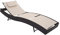 Mendler Sonnenliege Savannah, Relaxliege Gartenliege Liege, Poly-Rattan - anthrazit, Bezug Creme-weiß