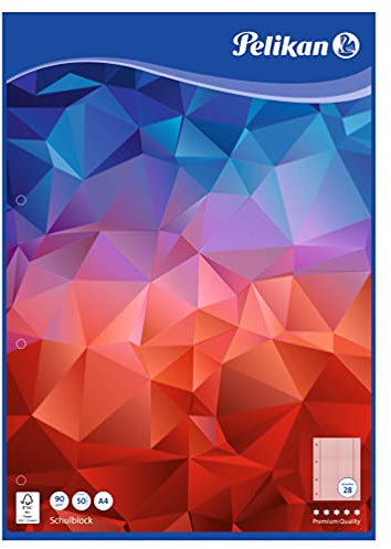 Pelikan 100052 Schulblock A4, 50 Blatt, Lineatur 28 (kariert), Schulschreibpapier, 90g/m², FSC Mix, weiß, 10 Stück