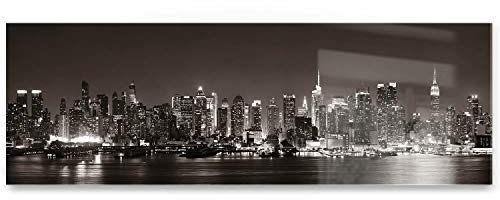 Wandbild Skyline New York Manhatten Night - 150cm x 50cm Acrylglas 5mm + Rückrahmen