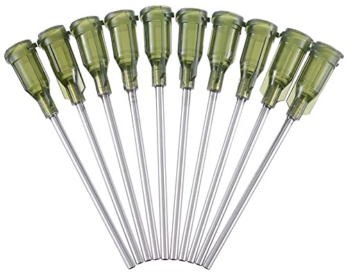 Froiny 10pcs/set Dispensing Needles Syringe Tip Needle 1.5'' Length 14 Gauge Syringes Lock Tips for Mixing Many Liquid, Olive Green