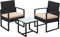 SONGMICS Balkonmöbel, Gartenmöbel-Set, aus PE-Polyrattan, Lounge-Set, Tisch und 2 Stühle, Terrassenmöbel, einfache Montage, Outdoor, für Terrasse, Balkon, Garten, schwarz-beige GGF010M05