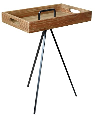By SIGRIS Bandeja con Patas Marrón de Madera 58 * 35 * 45cm Bandeja