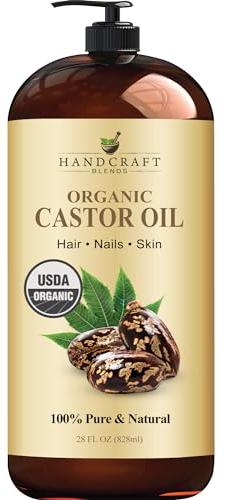 Handcraft Blends Organic Castor Oil - 828 ml - 100% Pure and Natural - Premium Grade Carrier Oil for Hair Growth, Eyelashes and Eyebrows - Hair and Body - Expeller-Pressed & Hexane-Free