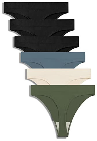 GRANKEE String Tanga Damen Unsichtbarer High Taille Tief Sitzender String Tangas Frauen 6 Pack(Sommer 6 Pack M)