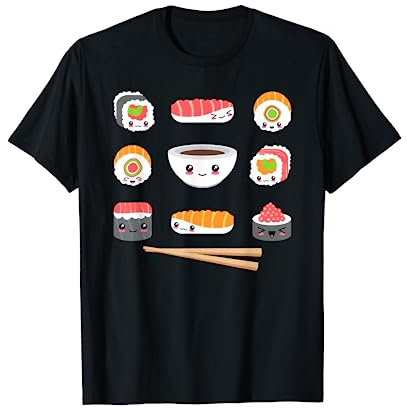 Divertente cibo giapponese Sushi Kawaii Sushi Amanti Anime Otaku Maglietta