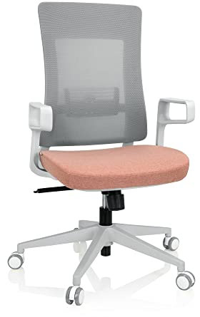 hjh OFFICE 810036 Bürostuhl ergonomisch COMFIO WMH Design Drehstuhl mit Verstellbarer Lendenstütze, Stoff/Netz Rosa