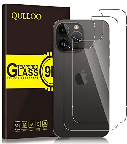 QULLOO 2 Stück Rückseite Schutzfolie für iPhone 14 Pro Max 6,7 Zoll für Panzer Schutz Glas, 9H Härte Anti-Kratzen Zurück Glasfolie Hinten Schutzglas HD Klar Rückseite Folie