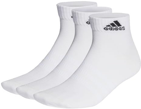 adidas Unisex Thin and Light Ankle Socks 3 Pairs, White / Black, 6.5-8