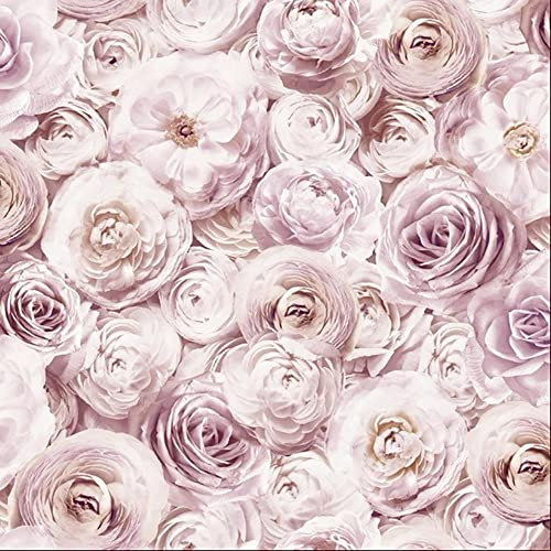 Floral Blush Pink Wallpaper - Contemporary Modern Flower Rose Petals Girl's Bedroom
