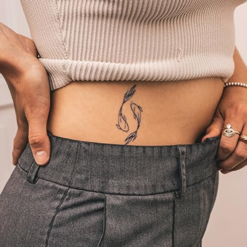 Inkster Tattoo - gegenüberliegende Fische Tattoo | Temporäres Tattoo mit EU-Kosmetikzertifizierung - das Original | wasserfest + vegan | revolutionäres 2-Wochen-Tattoo | Klebetattoos + Fake Tattoos