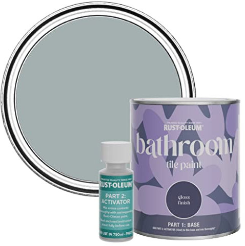 Rust-Oleum Peinture Grise Résistante à l'eau pour Carrelage de Salle de Bain, Finition Brillante -Gris Minéral 750ml