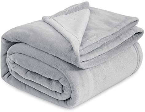 Bedsure Fleece Blanket King Size - Soft Cosy Fluffy Throw Blankets for Bed, Warm Large Throws for Audlts, Light Grey, 270x230 cm