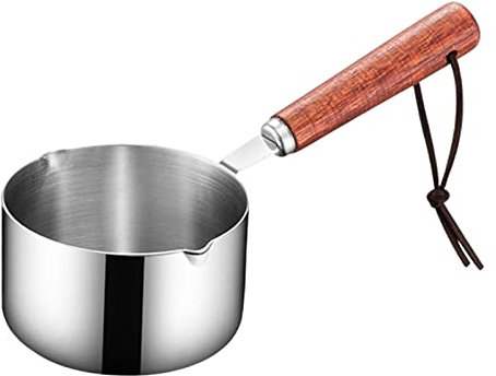 Petite Casserole Inox - Mini à Soupe en Acier Inoxydable avec Manche, Ustensile de Cuisine pour Chauffe-Beurre au Lait, Sauces - 80 ml