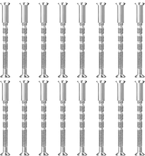 K Kwokker M5 Door Handle Screws, 16 Sets Nickel Plated Screw M5 Screws Male to Female Connecting Fixing Bolts and Sleeves for Fixing Door Handles, Escutcheons, Cabinet Drawers