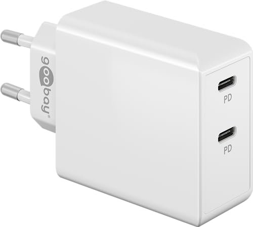 goobay 61758 Dual Port USB-C Ladegerät 36W / Schnellladegerät PD/Universal USB Netzteil/Adapter/Ladestecker/Fast Charger für Samsung S22, iPhone/Schnellladestecker/Netzstecker/Weiß