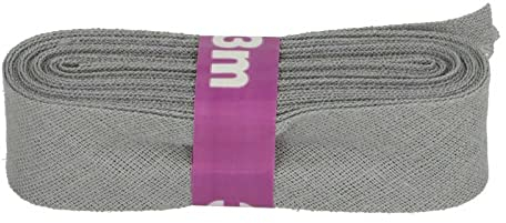Schrägband 3m x 20mm Baumwolle gefalzt 60 Farben Einfassband Saumband, Farbe:004 grau