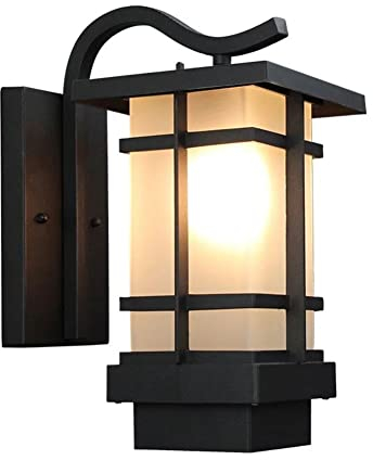 Außenwandleuchten Eisenbeschichtete, wasserdichte Wandleuchte for den Außenbereich, Aluminium-Schwarz-Finish mit Milchglas-Wandleuchten, Haus-Außenwandlaterne for Garagentor, Veranda, Kutsche, Terrass