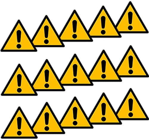 Becral - Adesivo generale/segnale triangolo W001 omologato, ASR A1.3, DIN EN ISO 7010 poliestere giallo nero (40 mm - 15 pezzi)