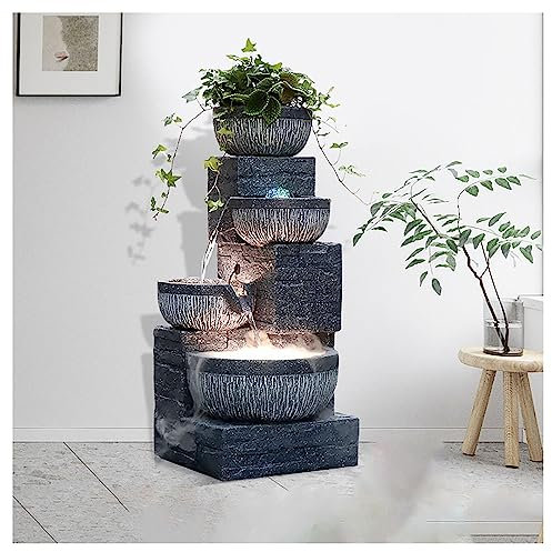 Fontana da Interno Grande,Fontana Decorativa da Giardino,Fontana d'Acqua per Esterni E Giardino,Circolazione Continua Acqua con Loopflow Concept,con Effetto con Luci E Pompa,Decorazione del Patio (Co