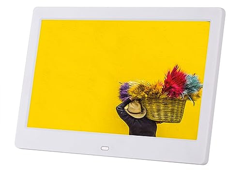 10-Zoll-Digitalfotorahmen 1024x600 HD-Digitalfotorahmen 16:9-Display (Color : White)