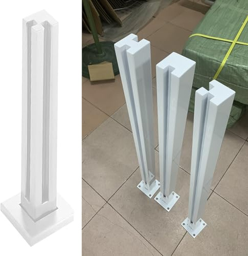 Zaunsäulen Glasgeländer Weißer Quadratischer Geländerpfosten aus Glas 50 - 130 cm, Edelstahl 304 Glasbalustraden-Geländerklammer, Hochleistungsglasplattenpfosten, Zaun-Handlauf-Set ( Color : White-Cor