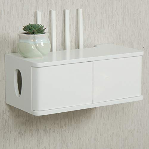 Guoyoocc Box WiFi,Box Internet,boîte de Rangement pour routeur WiFi,boîte de Protection de Prise Murale Murale,décodeur,étagère,Meuble TV en Bois Massif