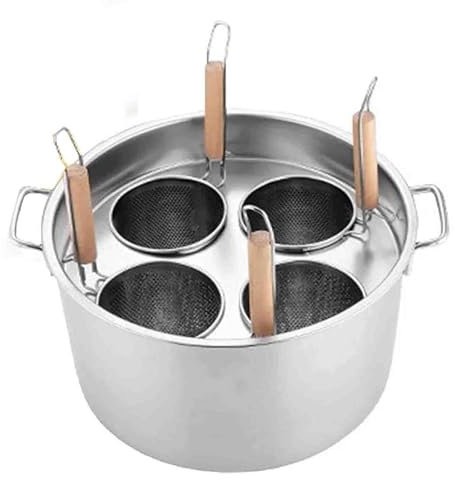 EEYZD Pasta Pot with Strainer Insert, Pasta Cooker with Divider & Colander Strainer, 3/4/5 Holes Stainless Steel Pasta Pot with Lid, for Home Kitchen & Restaurant, 4 holes