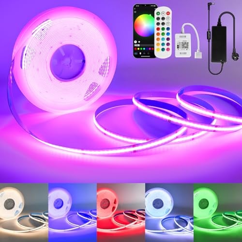 SUBOSI 10M WIFI Intelligent COB RGBW+Warmweiß 24V LED Streifen Strip Lichterkette 672LEDs/M 6720LEDs LED Band Lichtleiste Arbeitet mit Google Home Assistant/Alexaz