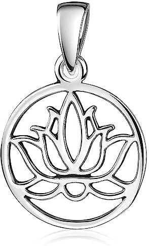 MATERIA Kettenanhänger Lotus Silber 925 - Damen Anhänger rund klein Lotusblume Schmuck KA-137_ohne Kette