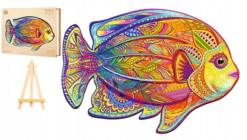 PASJO - Holzpuzzle Erwachsene Fisch 300 Teile 30x43 cm - Klassisches Jigsaw Puzzle mit Fischmotiv - Geschenkidee für Kinder und Erwachsene